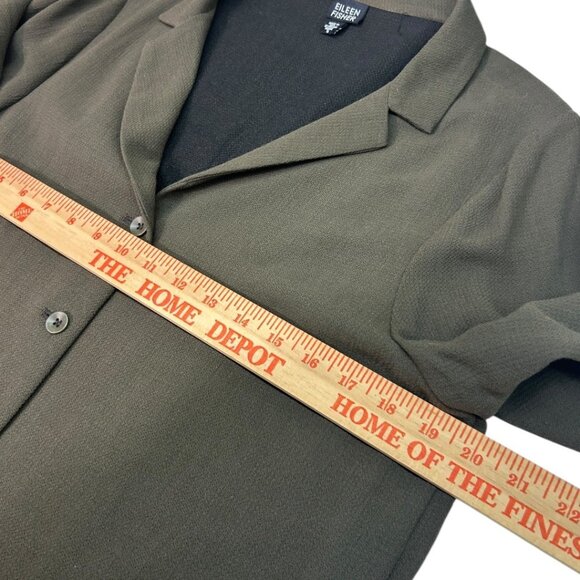 Eileen Fisher Olive Green Button-Down Blazer Jacket - Oversized - Size Small - Picture 5 of 6